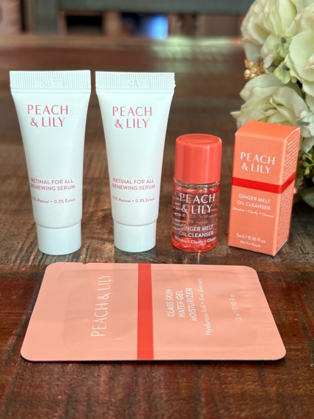 NEW Peach & Lily SAMPLER Retinal for All SERUM Duo, Ginger Melt CLEANSER & More!